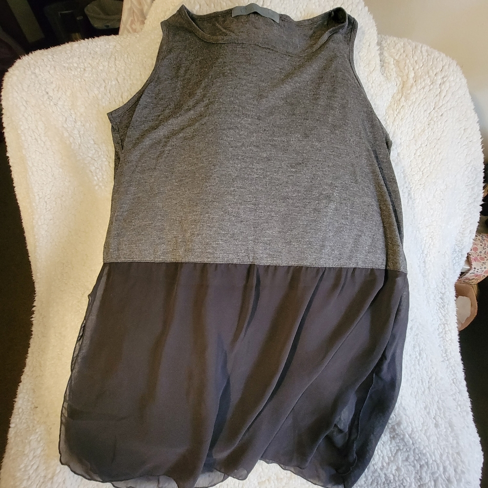 Gray Tank Top With Sheer Bottom